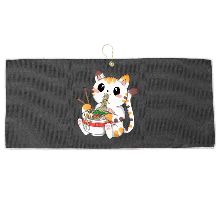 Kawaii Cat Ramen Noodles Anime Neko Japanese Manga Otaku Large Microfiber Waffle Golf Towel