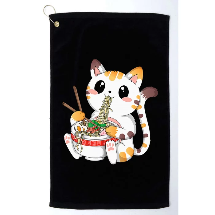 Kawaii Cat Ramen Noodles Anime Neko Japanese Manga Otaku Platinum Collection Golf Towel