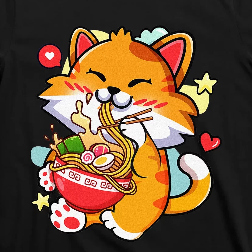 Kawaii Cat Ra Anime Japanese Food Girls Teenager T-Shirt