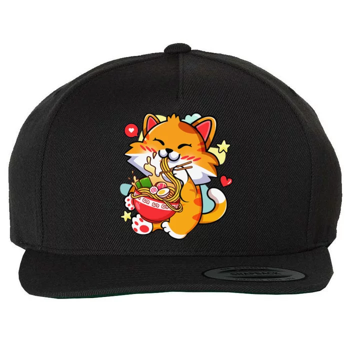 Kawaii Cat Ra Anime Japanese Food Girls Teenager Wool Snapback Cap