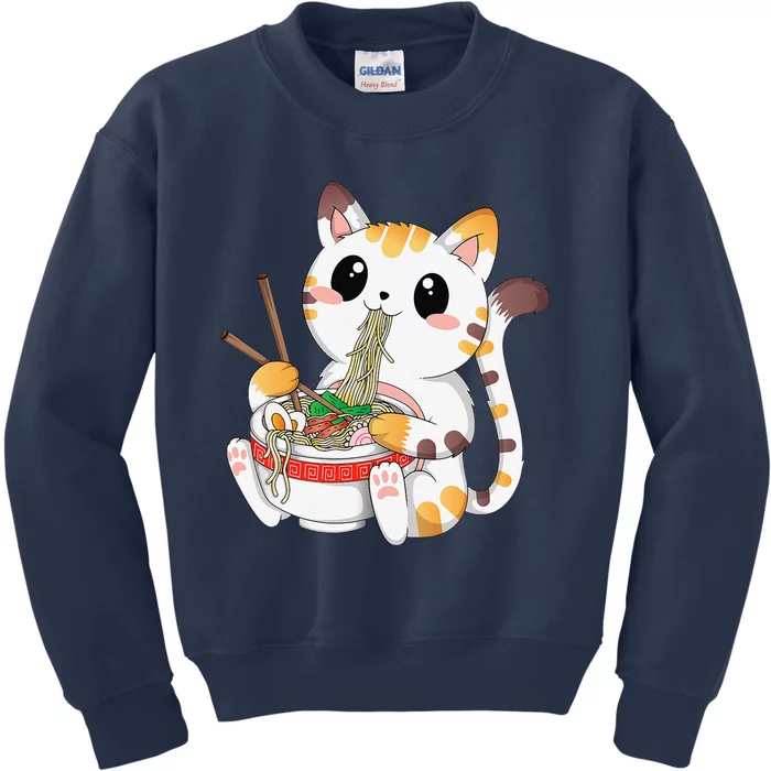 Kawaii Cat Ramen Noodles Anime Neko Japanese Manga Otaku Kids Sweatshirt