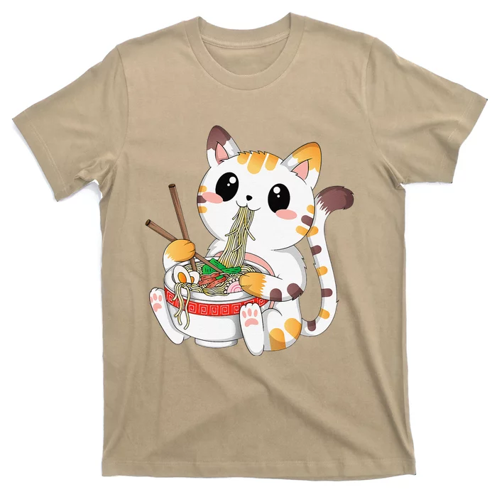 Kawaii Cat Ramen Noodles Anime Neko Japanese Manga Otaku T-Shirt