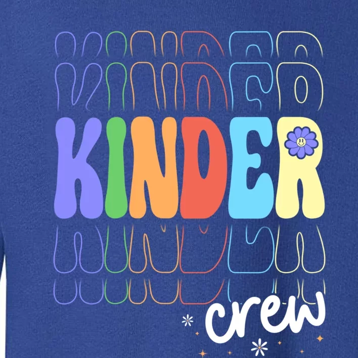 Kinder Crew Retro Groovy Preschool Kindergarten Teacher Cool Gift Toddler Sweatshirt