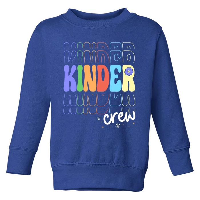 Kinder Crew Retro Groovy Preschool Kindergarten Teacher Cool Gift Toddler Sweatshirt