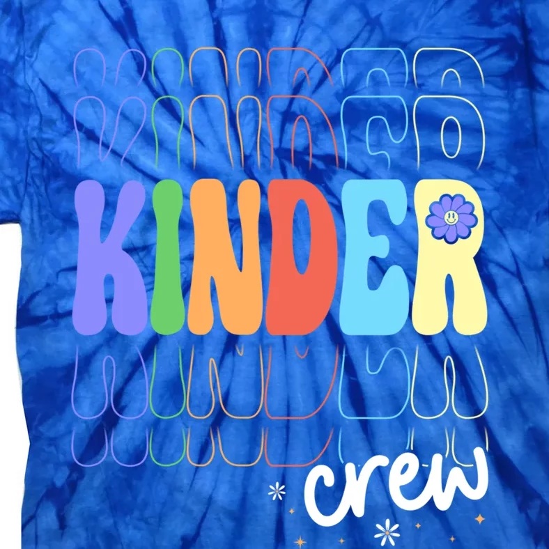 Kinder Crew Retro Groovy Preschool Kindergarten Teacher Cool Gift Tie-Dye T-Shirt