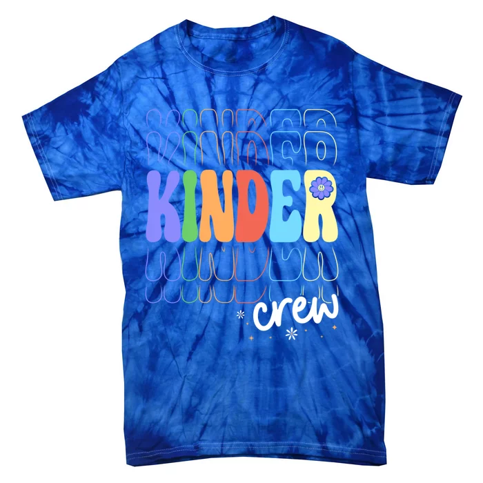 Kinder Crew Retro Groovy Preschool Kindergarten Teacher Cool Gift Tie-Dye T-Shirt