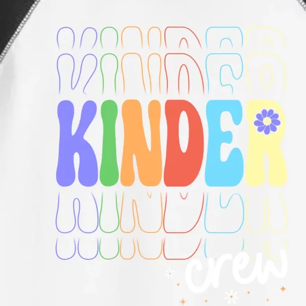 Kinder Crew Retro Groovy Preschool Kindergarten Teacher Cool Gift Toddler Fine Jersey T-Shirt