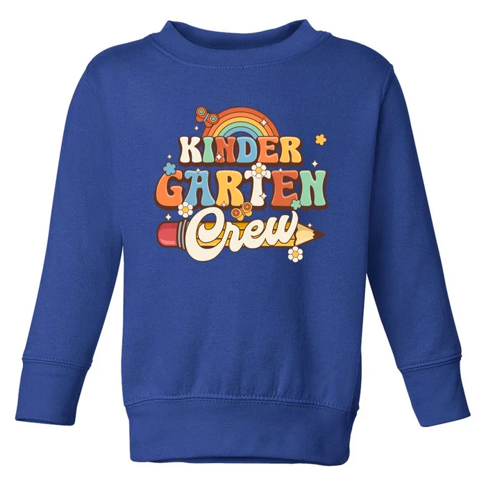 Kindergarten Crew Retro Groovy Teacher Kinder Back To School Gift Toddler Sweatshirt