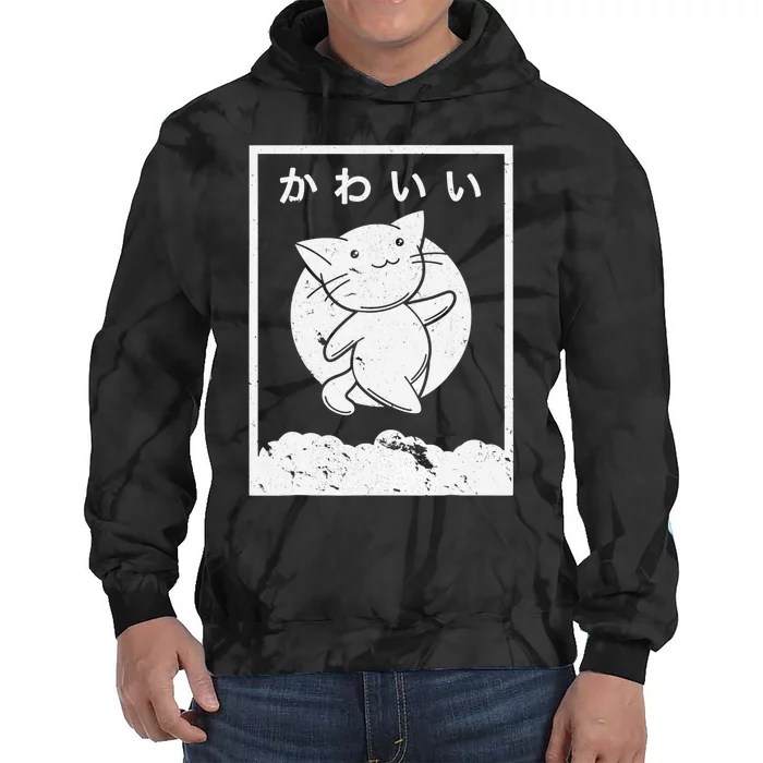 Kawaii Cat Shirt. Retro Style Anime Tie Dye Hoodie