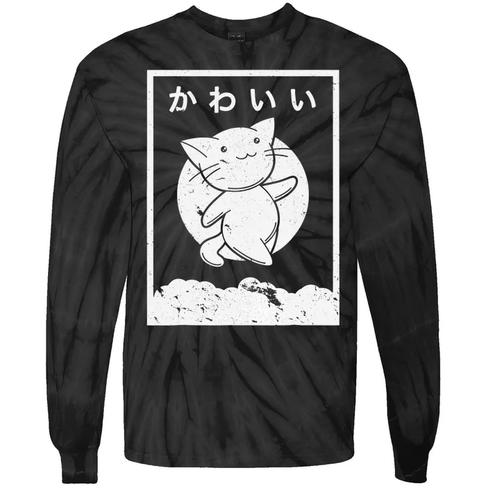 Kawaii Cat Shirt. Retro Style Anime Tie-Dye Long Sleeve Shirt