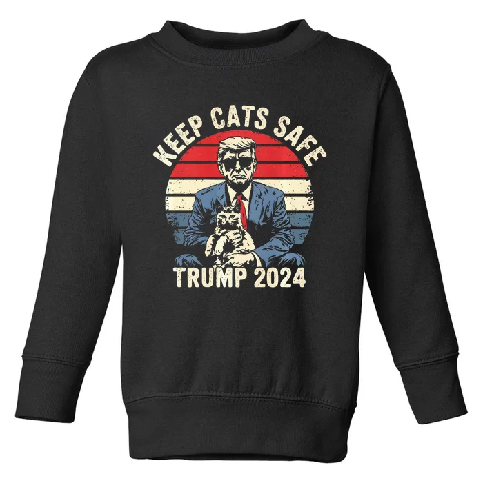 Keep Cats Safe Trump 2024 Toddler Sweatshirt