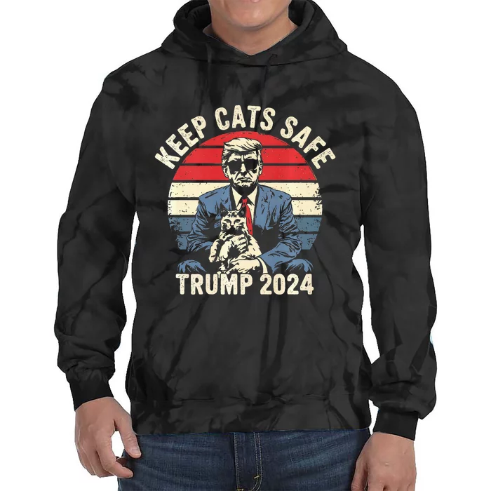 Keep Cats Safe Trump 2024 Tie Dye Hoodie