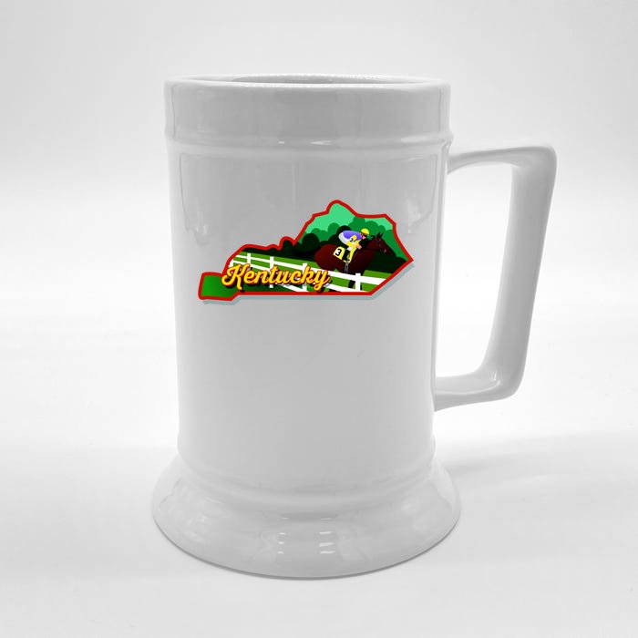 Kentucky Cartoon State Illustration Front & Back Beer Stein