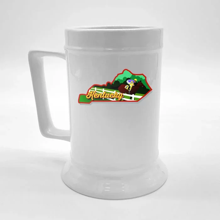 Kentucky Cartoon State Illustration Front & Back Beer Stein