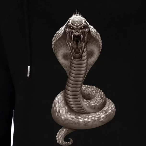 King Cobra Snake With Skull Illustration Graphic Design Gift Womens Funnel Neck Pullover Hood