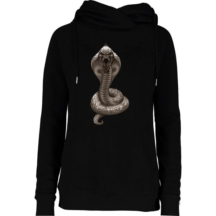 King Cobra Snake With Skull Illustration Graphic Design Gift Womens Funnel Neck Pullover Hood