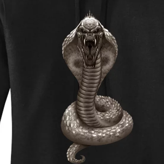 King Cobra Snake With Skull Illustration Graphic Design Gift Women's Pullover Hoodie