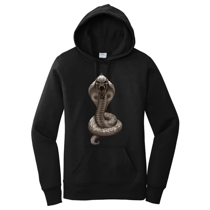 King Cobra Snake With Skull Illustration Graphic Design Gift Women's Pullover Hoodie