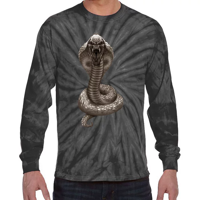 King Cobra Snake With Skull Illustration Graphic Design Gift Tie-Dye Long Sleeve Shirt