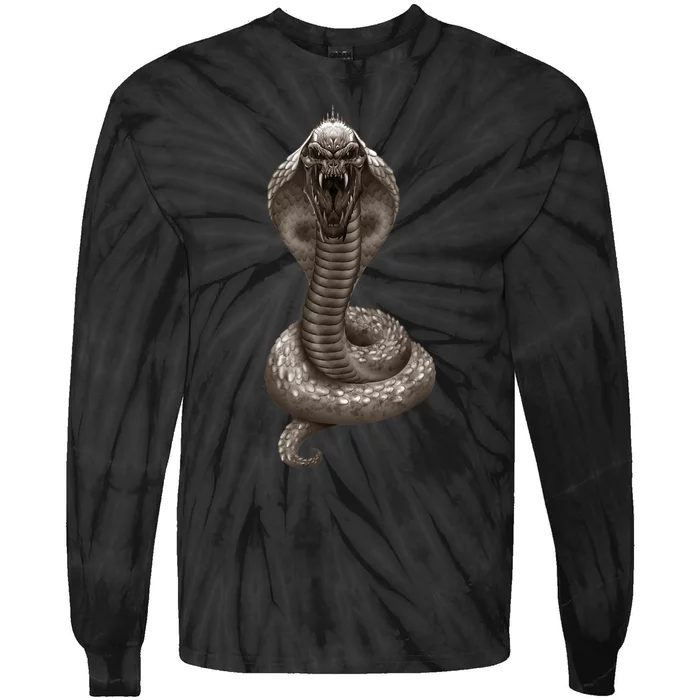 King Cobra Snake With Skull Illustration Graphic Design Gift Tie-Dye Long Sleeve Shirt