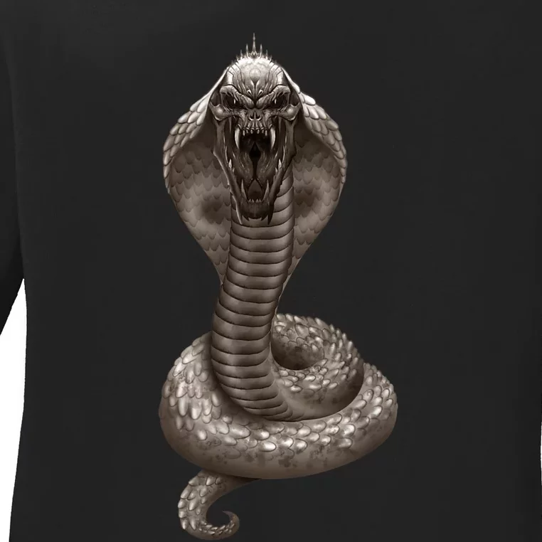 King Cobra Snake With Skull Illustration Graphic Design Gift Ladies Long Sleeve Shirt