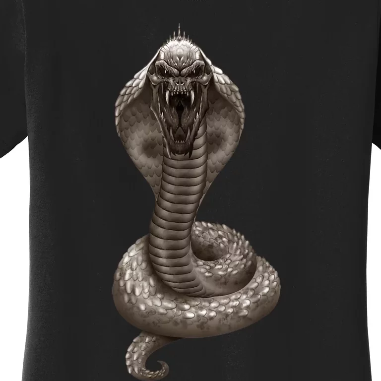 King Cobra Snake With Skull Illustration Graphic Design Gift Women's T-Shirt