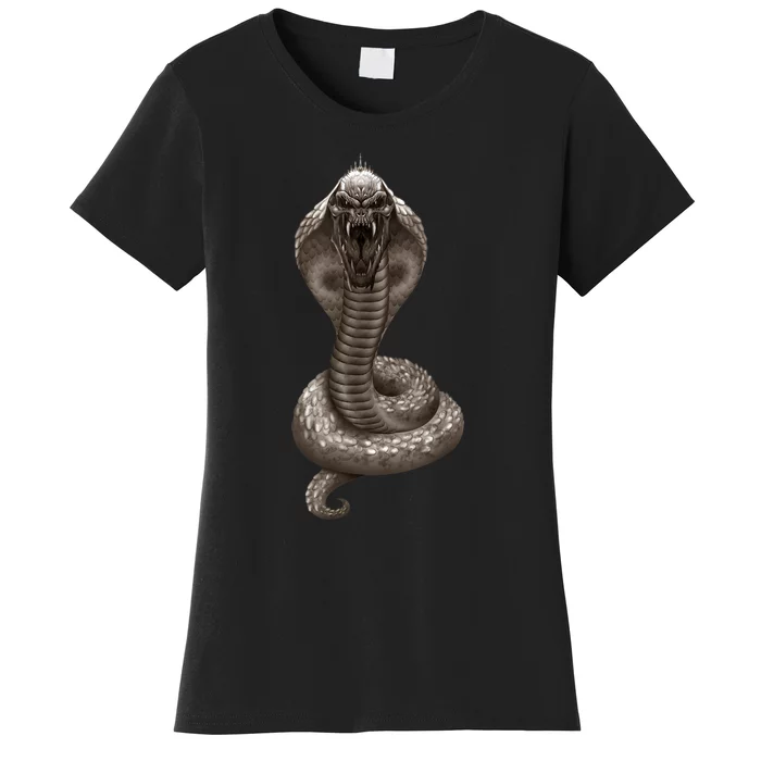 King Cobra Snake With Skull Illustration Graphic Design Gift Women's T-Shirt