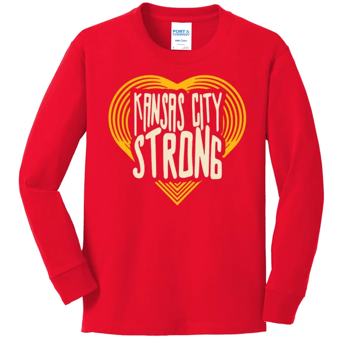 Kansas City Strong Heart Awareness Kids Long Sleeve Shirt