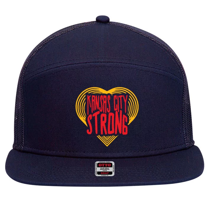 Kansas City Strong Heart 7 Panel Mesh Trucker Snapback Hat