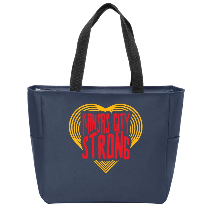 Kansas City Strong Heart Zip Tote Bag