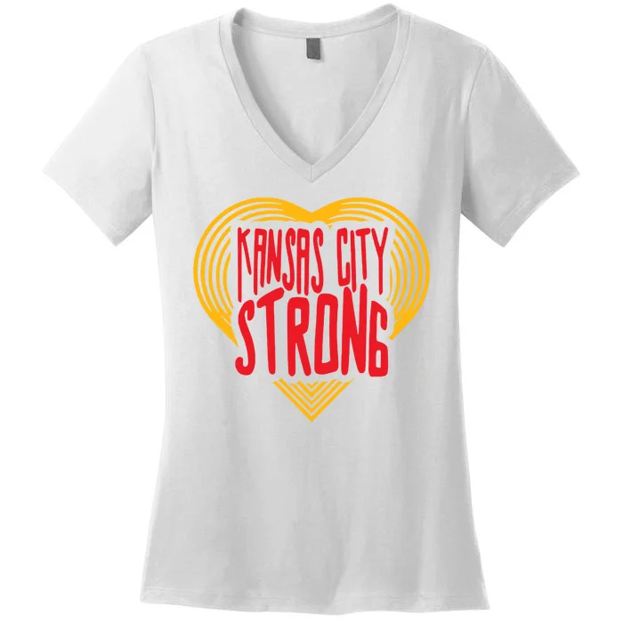 Kansas City Strong Heart Women's V-Neck T-Shirt