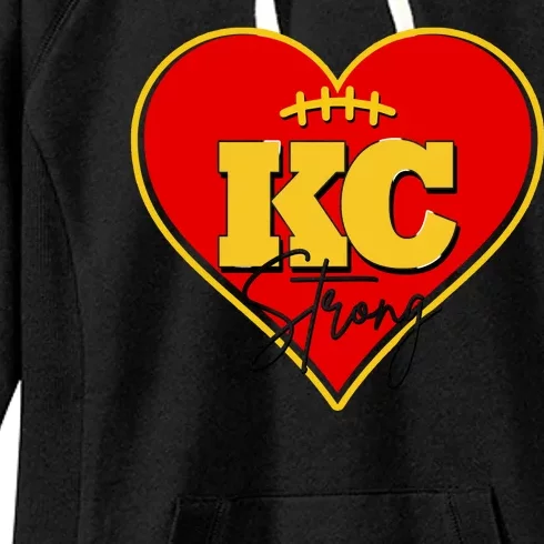 Kansas City Strong Football Heart Awareness Women's Fleece Hoodie