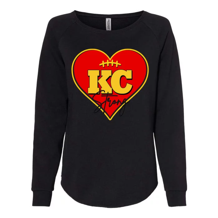 Kansas City Strong Football Heart Awareness Womens California Wash Sweatshirt