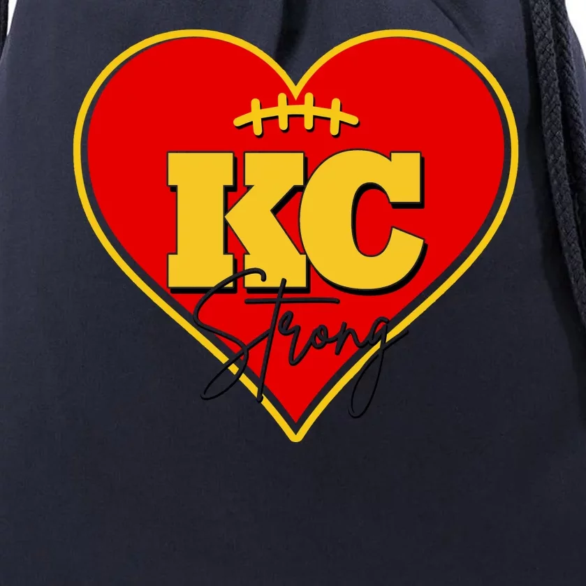 Kansas City Strong Football Heart Awareness Drawstring Bag