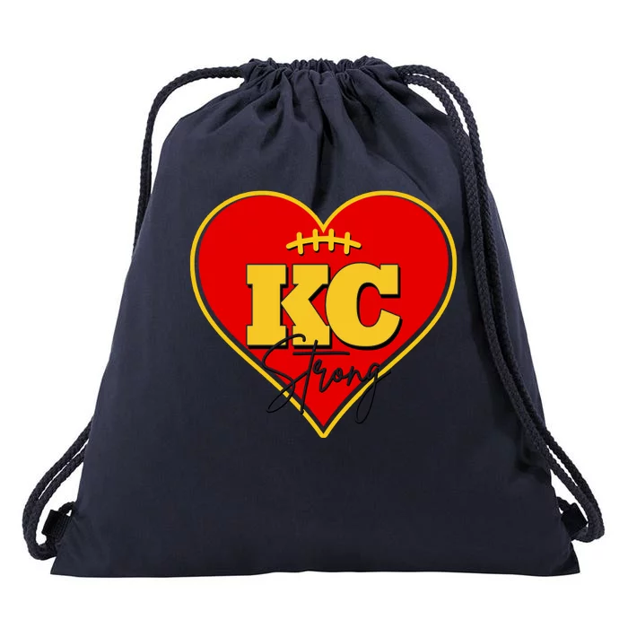 Kansas City Strong Football Heart Awareness Drawstring Bag