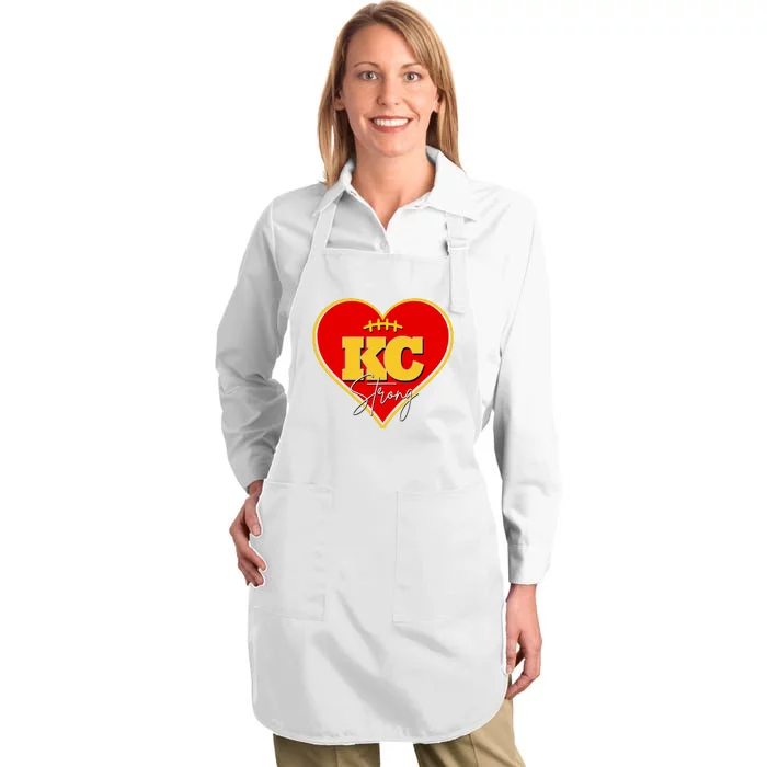 Kansas City Strong Football Heart Awareness Full-Length Apron With Pocket