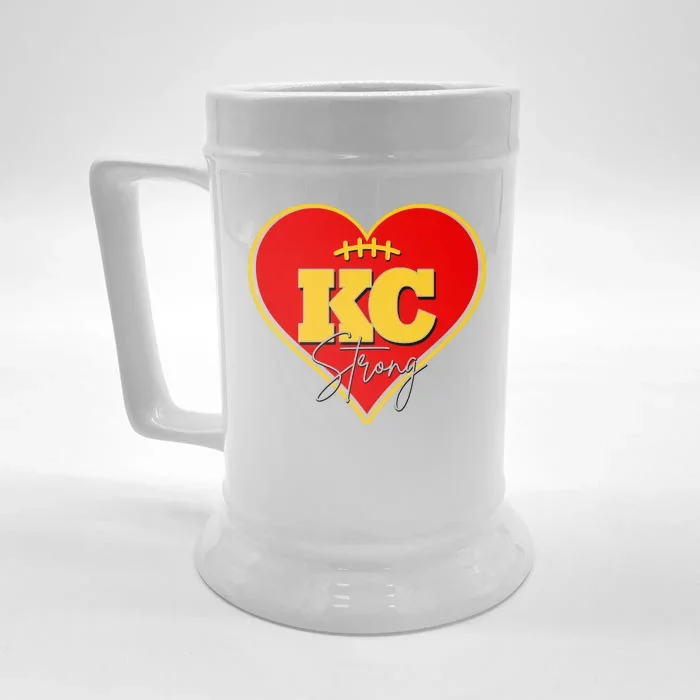 Kansas City Strong Football Heart Awareness Front & Back Beer Stein