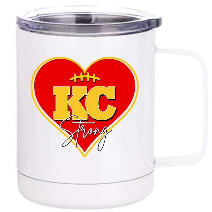 Kansas City Strong Football Heart Awareness Front & Back 12oz Stainless Steel Tumbler Cup