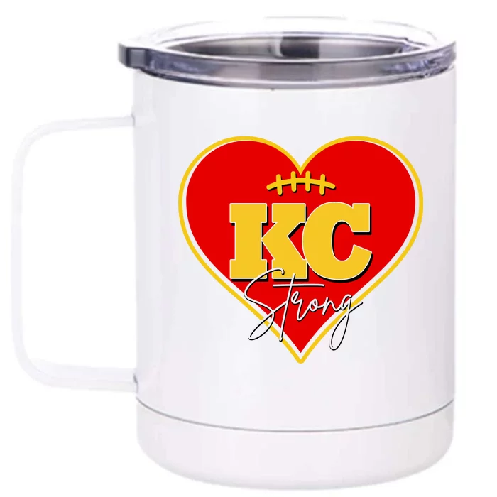 Kansas City Strong Football Heart Awareness Front & Back 12oz Stainless Steel Tumbler Cup