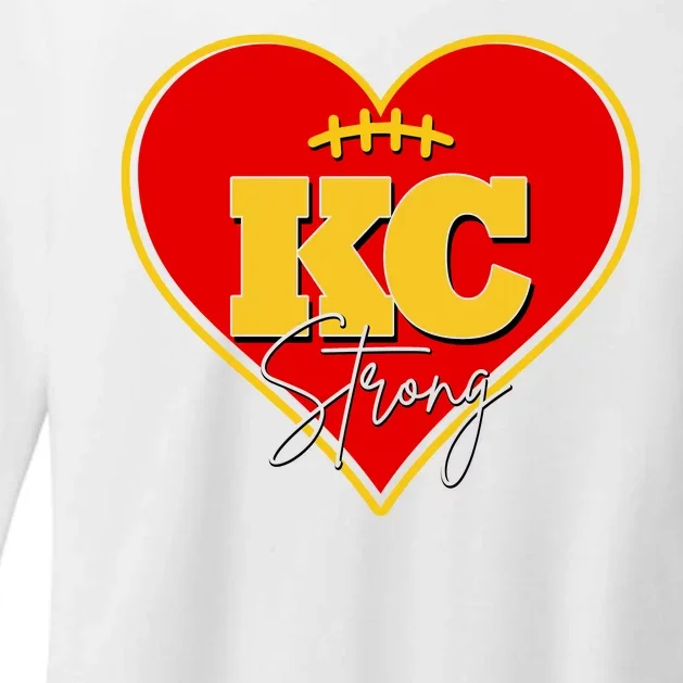 Kansas City Strong Football Heart Awareness Womens CVC Long Sleeve Shirt