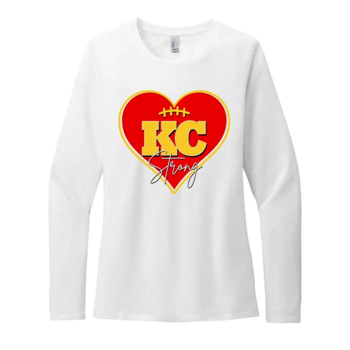 Kansas City Strong Football Heart Awareness Womens CVC Long Sleeve Shirt