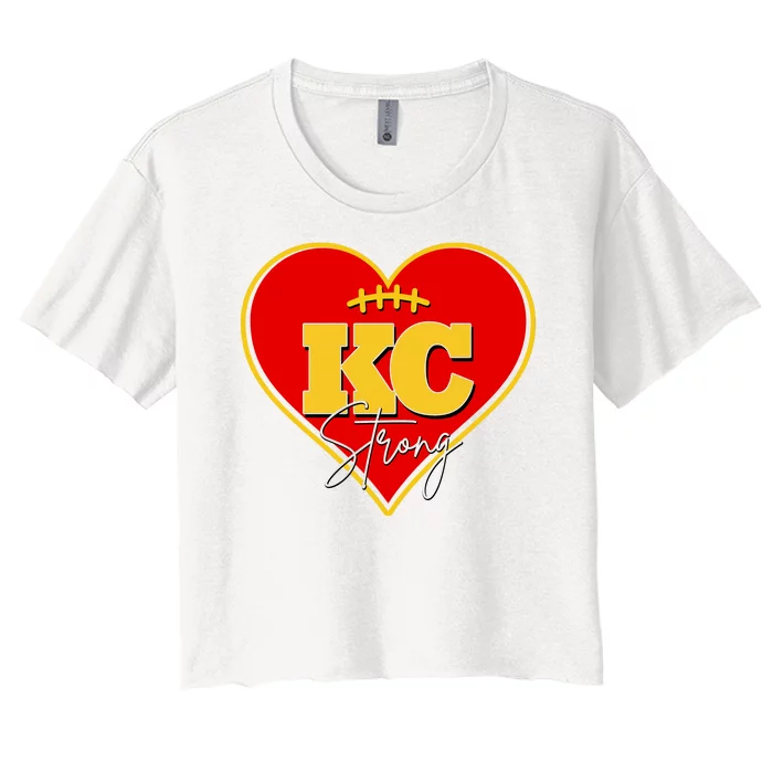 Kansas City Strong Football Heart Awareness Women's Crop Top Tee