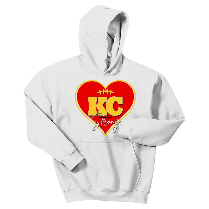 Kansas City Strong Football Heart Awareness Kids Hoodie