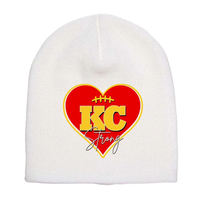 Kansas City Strong Football Heart Awareness Short Acrylic Beanie