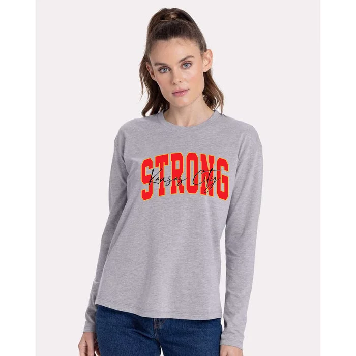 Kansas City Strong Football Awareness Womens Cotton Relaxed Long Sleeve T-Shirt