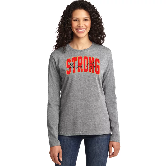 Kansas City Strong Football Awareness Ladies Long Sleeve Shirt