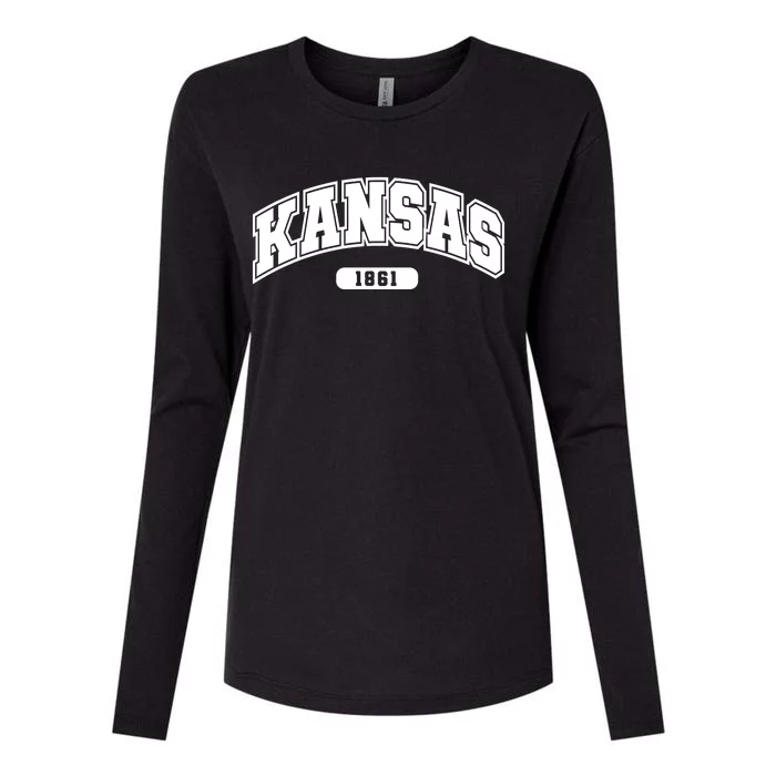 Kansas Collegiate Style 1861 Womens Cotton Relaxed Long Sleeve T-Shirt