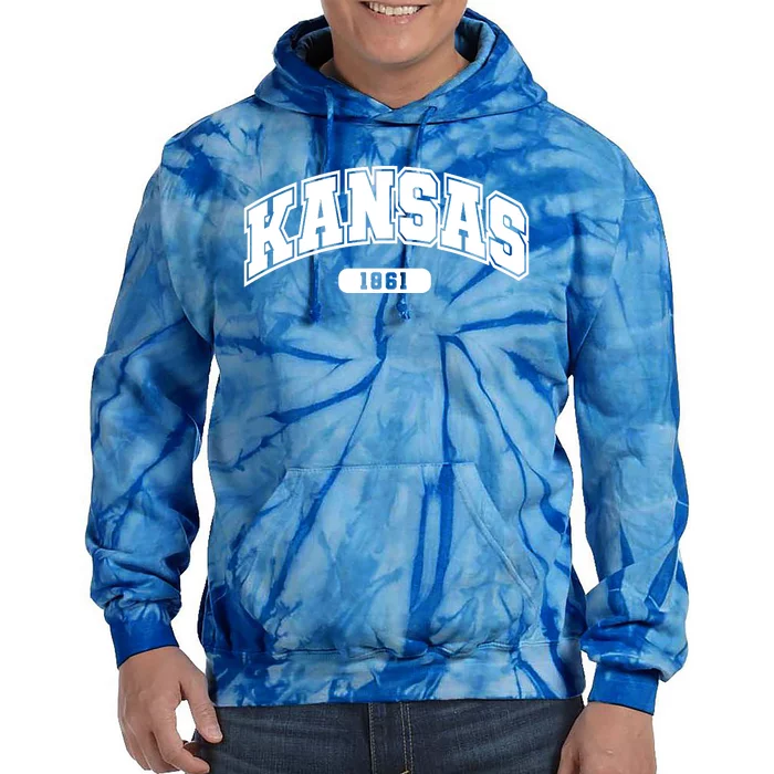 Kansas Collegiate Style 1861 Tie Dye Hoodie