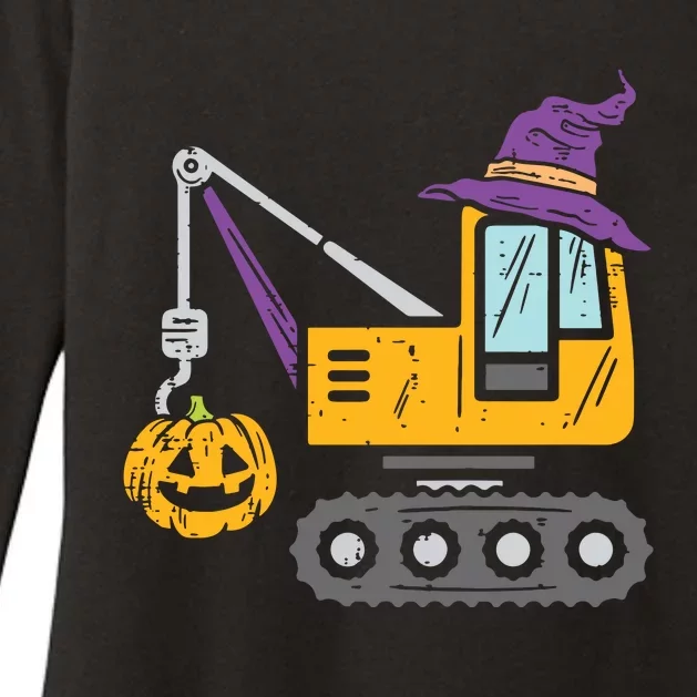 Kids Crane Truck Pumpkin Baby Boy Halloween Kids Womens CVC Long Sleeve Shirt