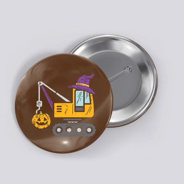 Kids Crane Truck Pumpkin Baby Boy Halloween Kids Button